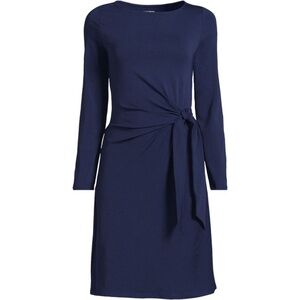 Boatneck Long Sleeve Tie-Waist Dress